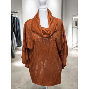 Multiples Removable Cowl Neck Poncho Orange‎ Women's Size L